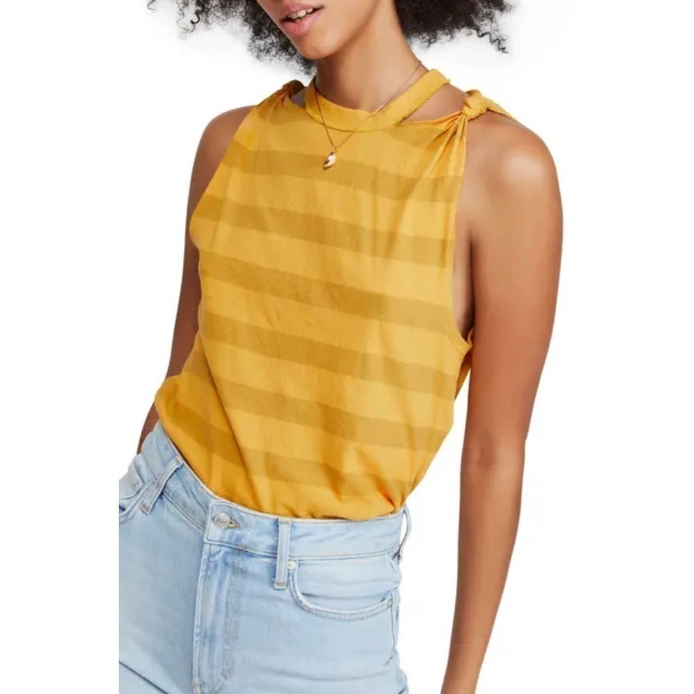 𝅺FREE People The Twist Mandarin Striped Tank Top Size Medium NWT